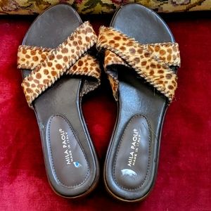 New pony hair leather sandals